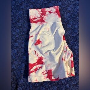 White and pink scrunchy butt gym shorts